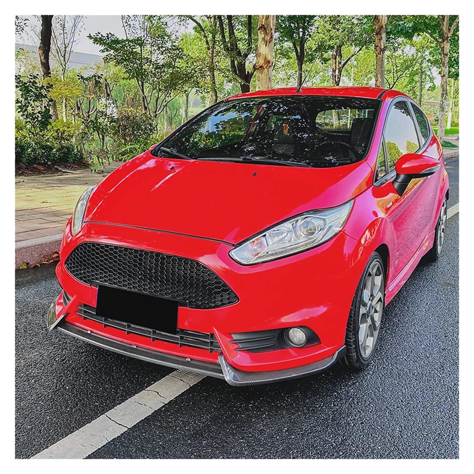 MCSTYEWR Przedni zderzak samochodowy kompatybilny z Fordem Fiesta ST MK6 2012-2017, spoiler, osłona na, zestaw karoserii, akcesoria samochodowe, części zewnętrzne(Carbon Look)
