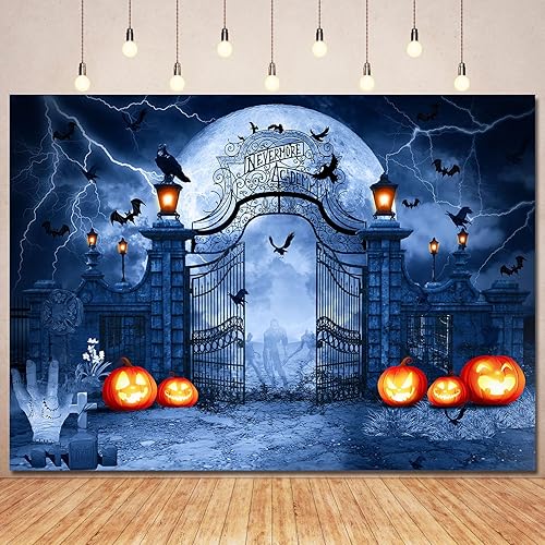 Telón de fondo de Halloween Adams para decoración familiar, telón de fondo de noche de luna de terror, telón de fondo de Halloween, cementerio de disponible en Yaxa Peru