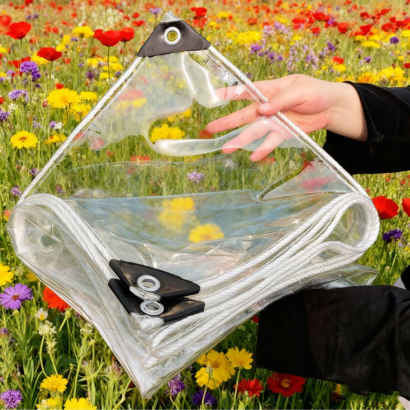 Lona transparente para camping y exterior que protege tu madera de la lluvia