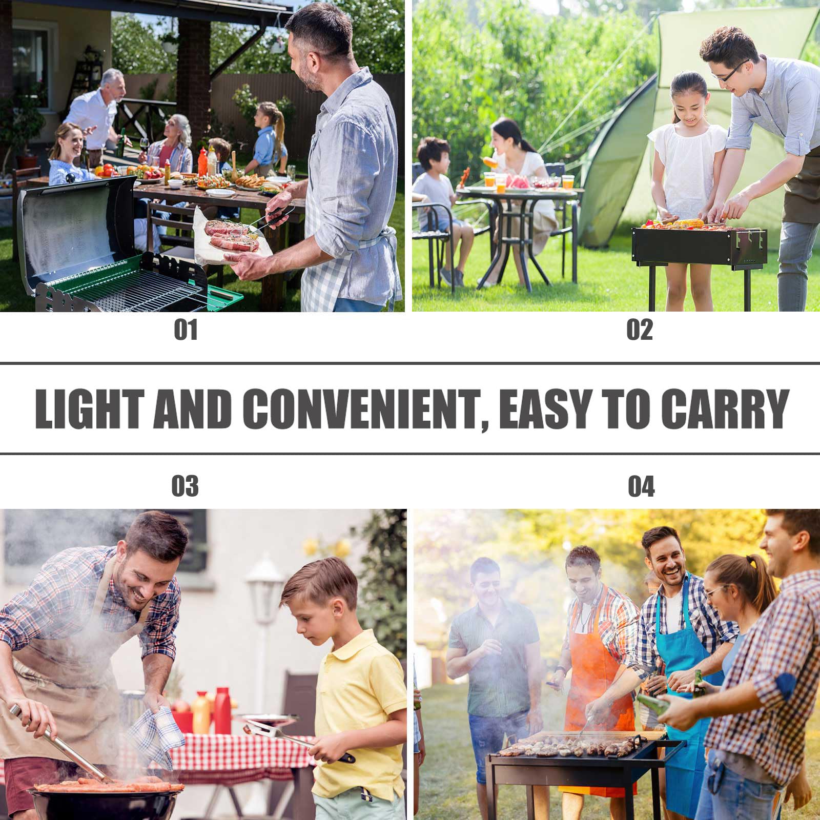 Homoyoyo Copertura per Barbecue Quadrata in Poliestere Nero Cinghie di Fissaggio e Facile da Trasportare per Protezione Esterna da Sole e Polvere