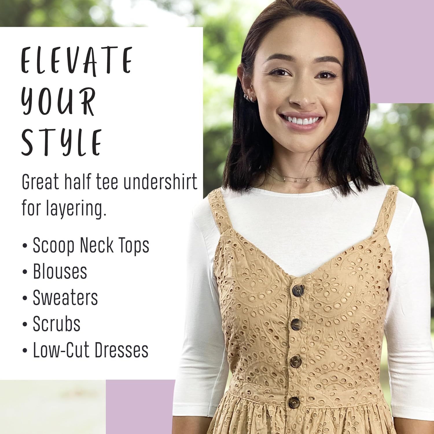 Kosher Casual Women's Modest High Neck Cropped Layering Shell - Cotton Spandex 3-4 Sleeve Base Pullover Top - Image 4