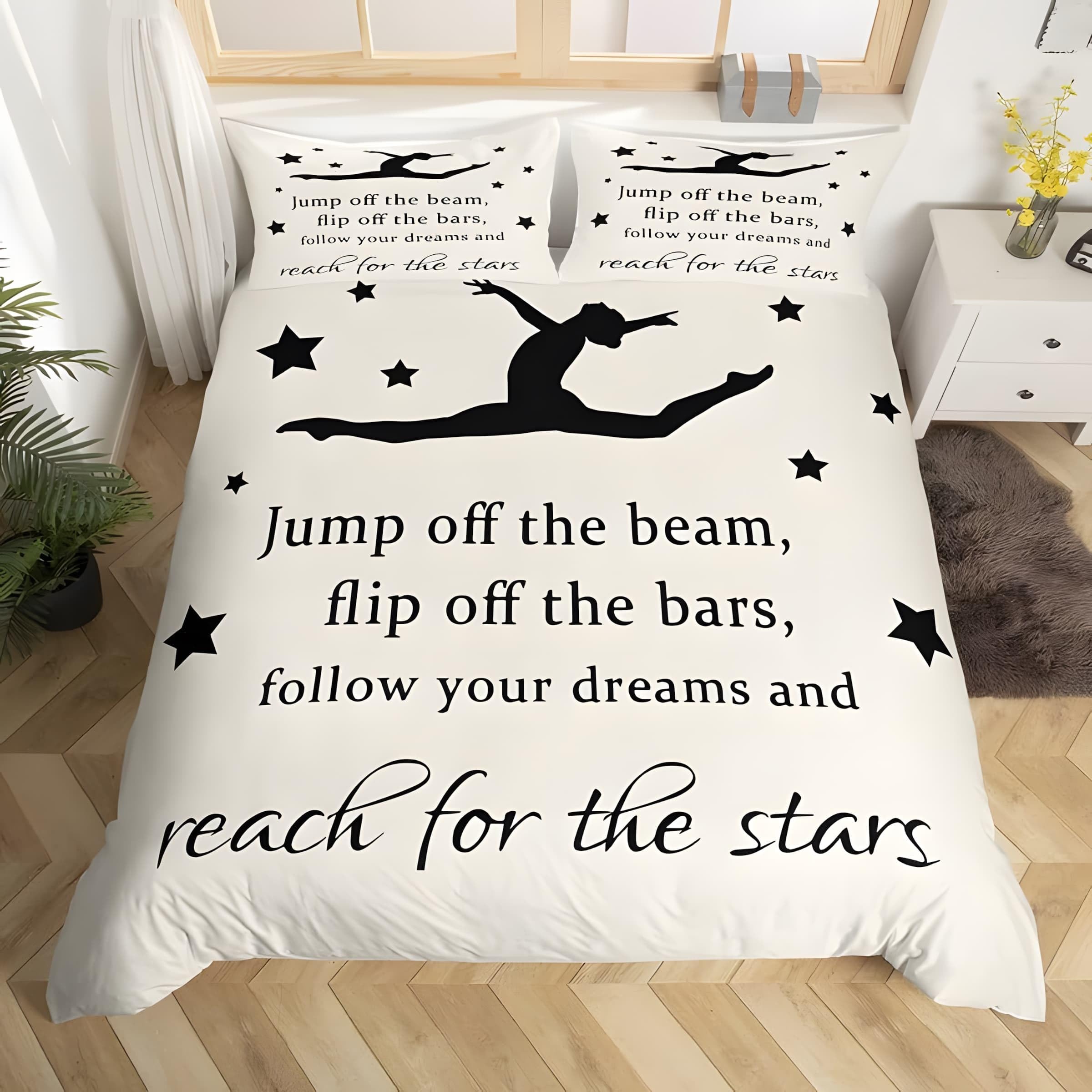 YZQGLHP Gymnastics Enthusiast Double Duvet Cover Gymnast-Dancer Bedding Double Bed Set with Zipper Lightweight Microfibre Quilt Cover with 2 Pillowcases 50x75cm