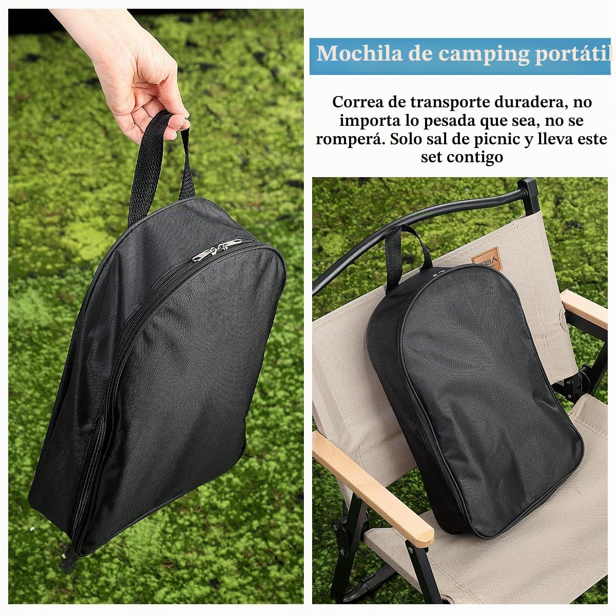 Kyraton Utensilios Cocina Camping Set De 15, Cubiertos Camping, Kit Cocina Camping, Ldeal para Viajes De Mochilero, Barbacoa, Camping Y Senderismo.