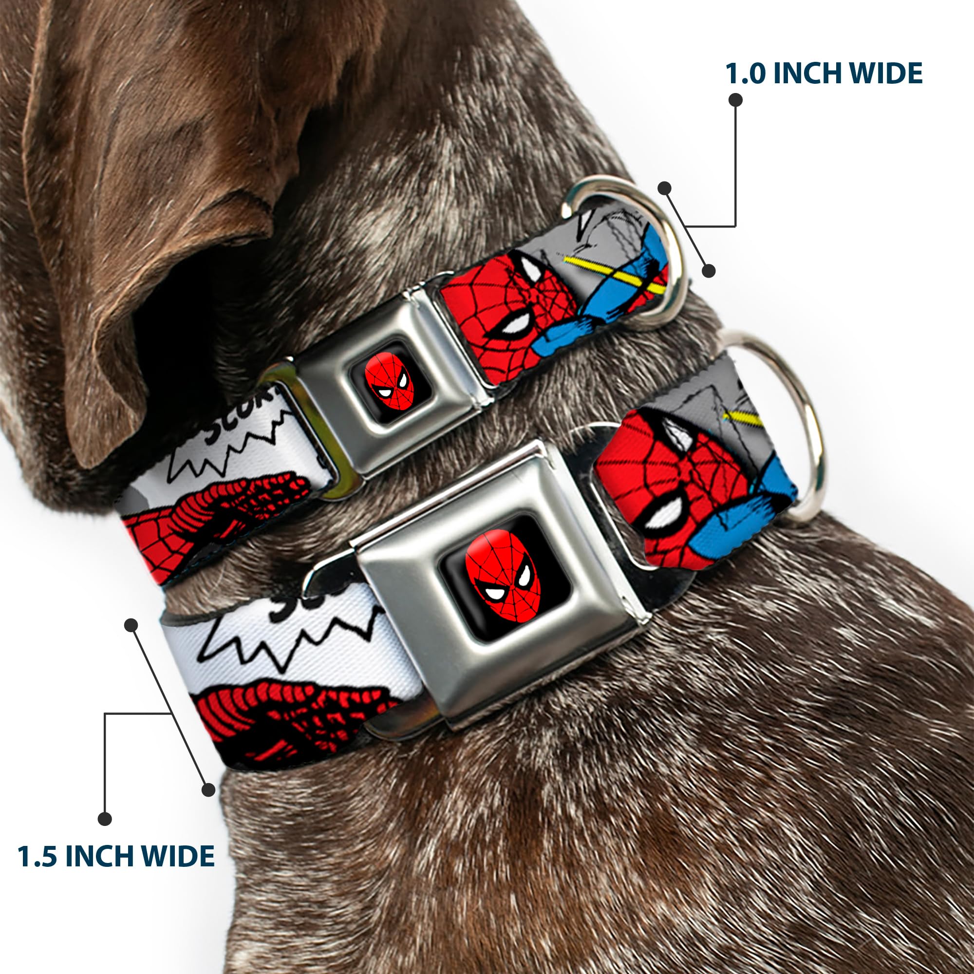 Buckle-Down DC-WSPD019-WS 33-45 cm SPDA-Spider-Man obroża dla psa, szeroka mała