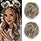 REECHO Space Bun Hair Pieces, 2 PCS Mini Claw Clip in Messy & Cat Ears Fake Hair Bun Extensions HB001 Wig Accessory Updo Hairpieces -Pack of 2-3 Straight, Ash Brown with Blonde Tips