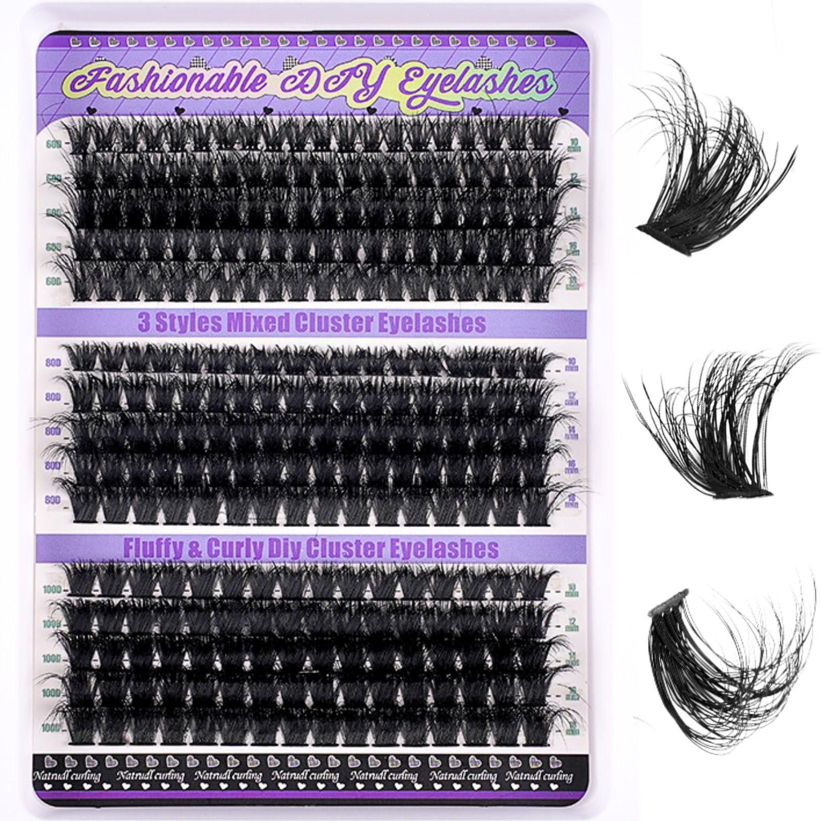 KEYRI 270 Pieces Individual Eyelashes 60-80-100D Cluster Lashes Kit DIY Eye Lashes Fluffy Russian Eyelashes Extensions D Curl Durable Eyelash Clusters for Girls and Women (10-18mm Mix)