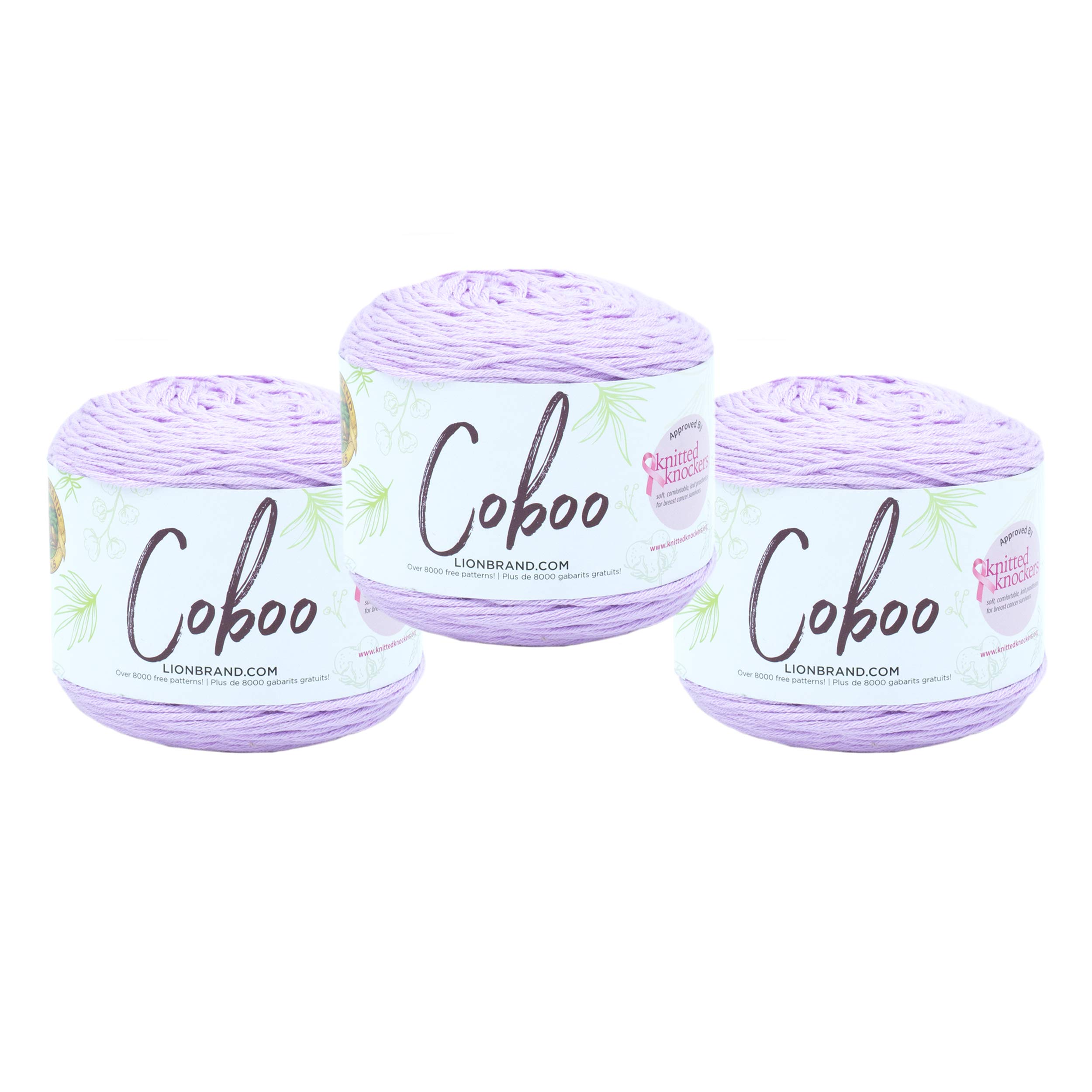 Lion Brand Yarn, Coboo Cotton Blend Crochet Yarn, Lilac, Purple, 3 Pack — image 1