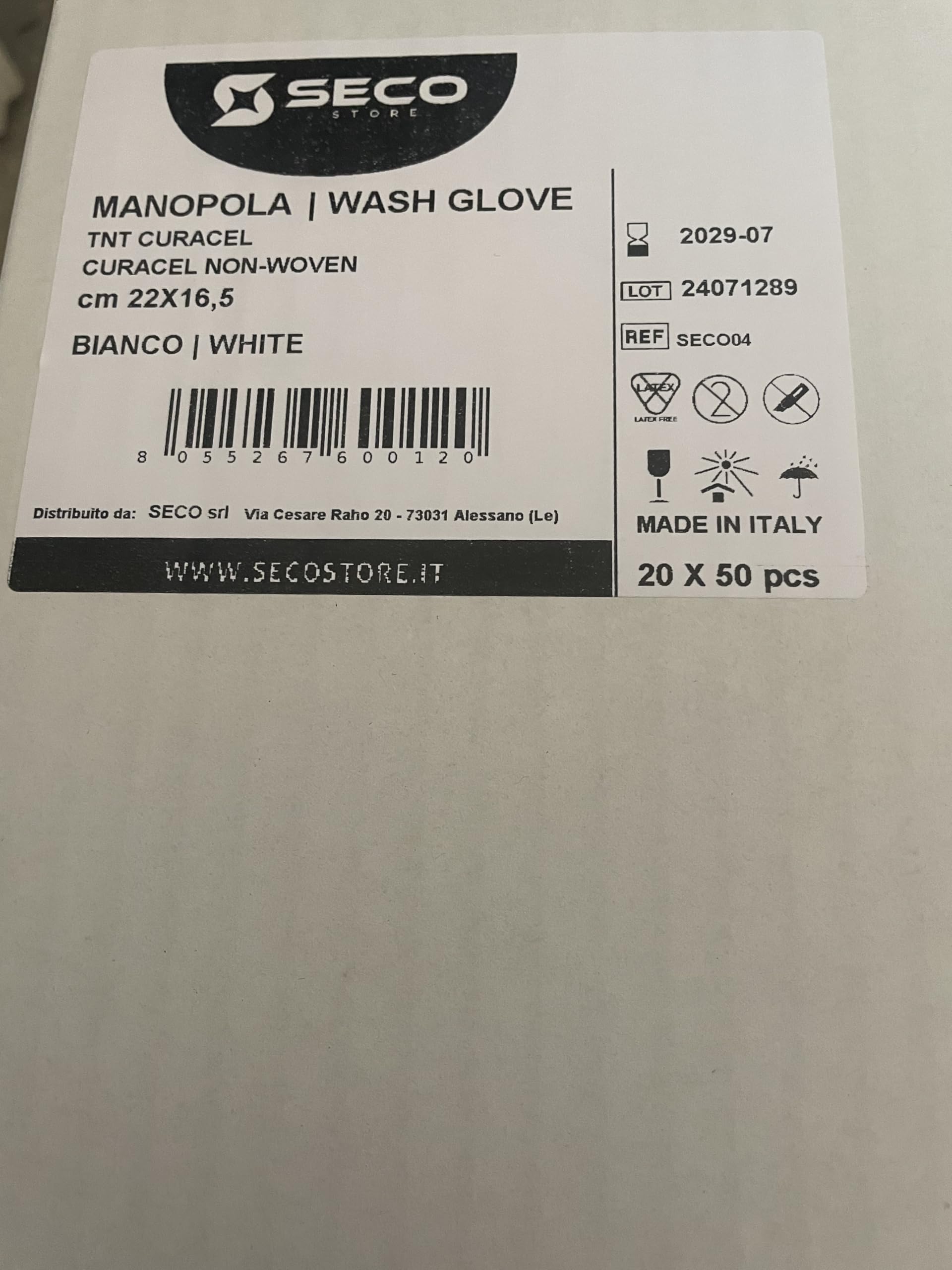 Manopola monouso non saponata, guanto lavapaziente in confezione da 1000 pezzi