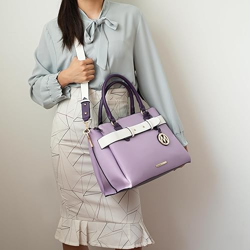 Vista 4 de MKF Collection Mia k - Bolso bandolera de cuero vegano con asa superior, color beige