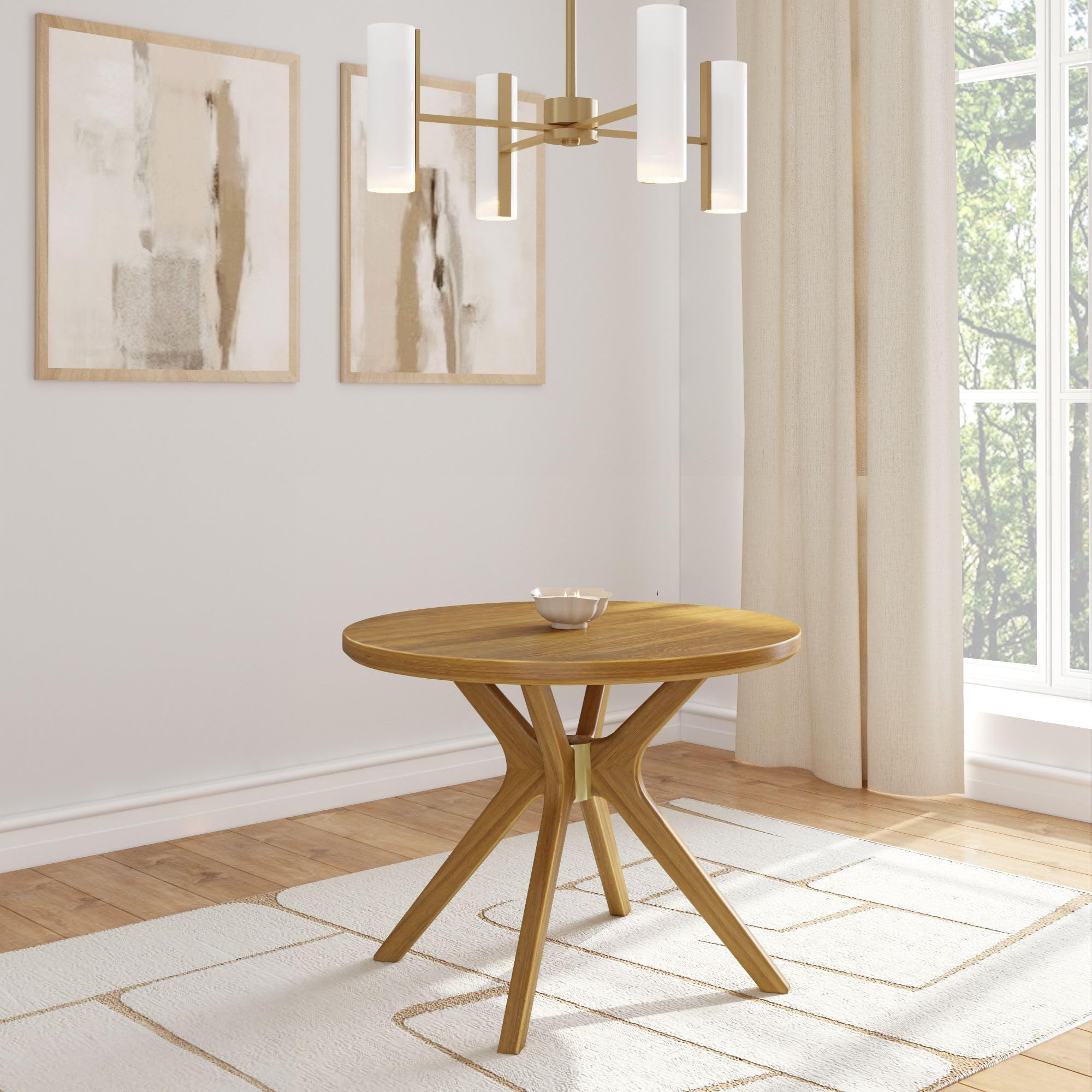 Amazon.com - Plank+Beam Verso Round Dining Table, 38 Inch Solid Wood ...