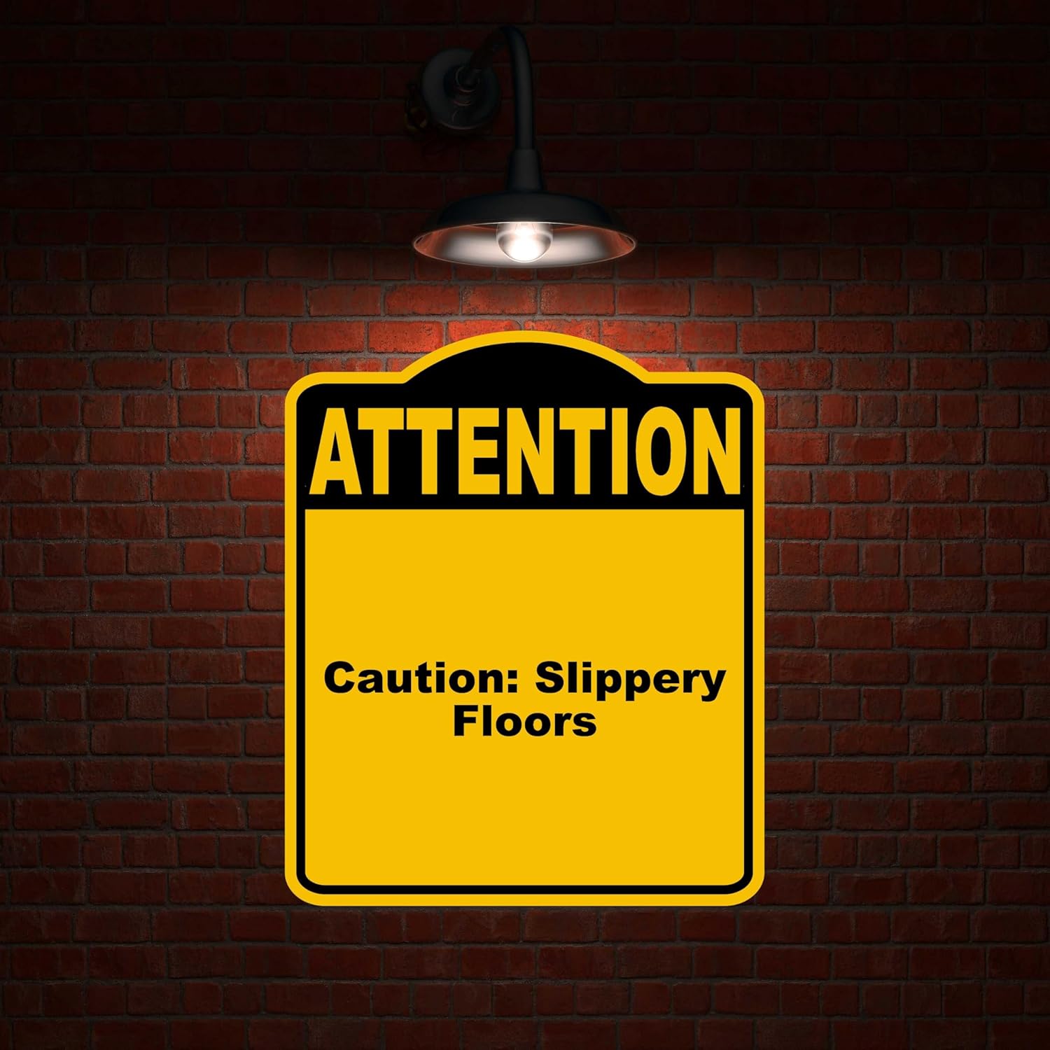 Caution Slippery Floors Attention Yellow Black Aluminum Composite Sign 20 x 24 inches