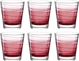 Leonardo Vario Struttura 026842 - Juego de 6 vasos de agua aptos para lavavajillas, vasos de cristal coloridos, juego de bebidas de color rojo, 250 ml