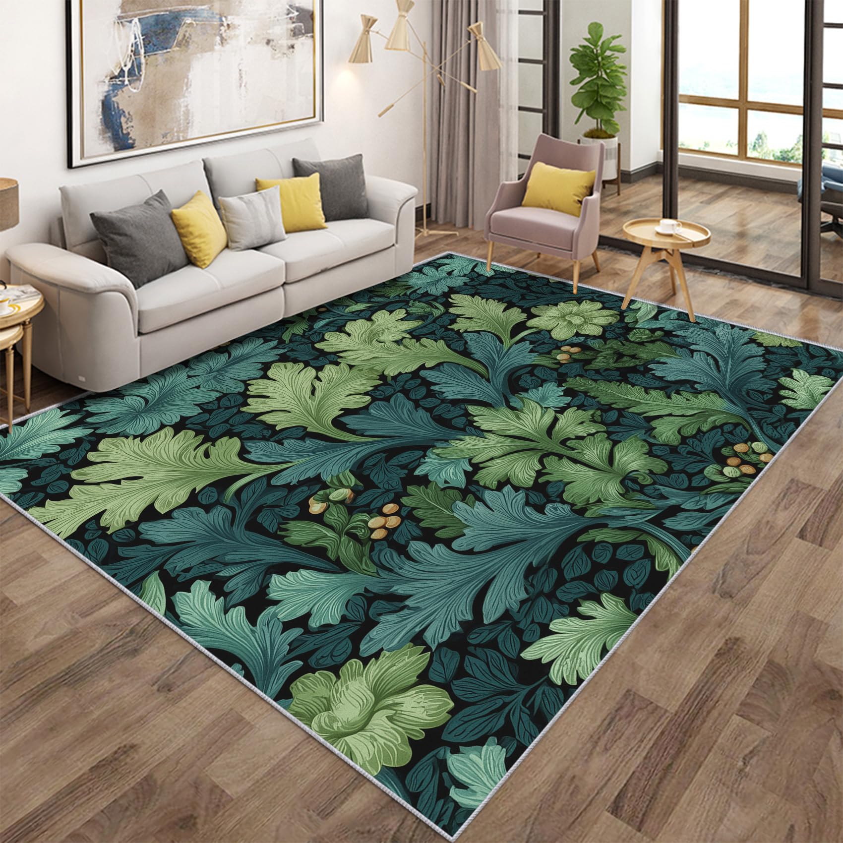 Tapis de salon antidérapant William Morris lavable pour entrée et séjour