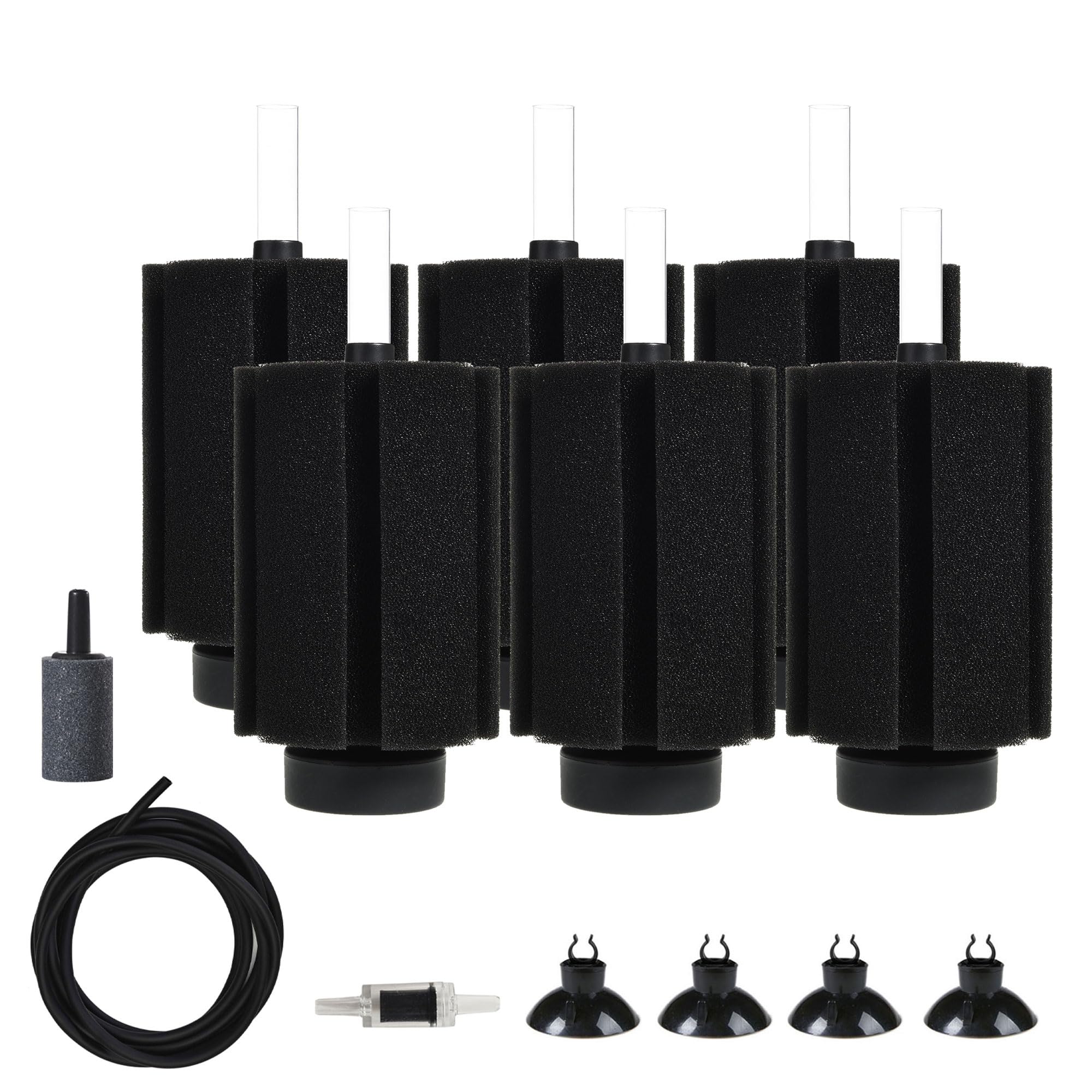ALEGI Lot de 6 filtres éponge pour aquarium avec pierre à air pour grand aquarium 500 litres, 375 l