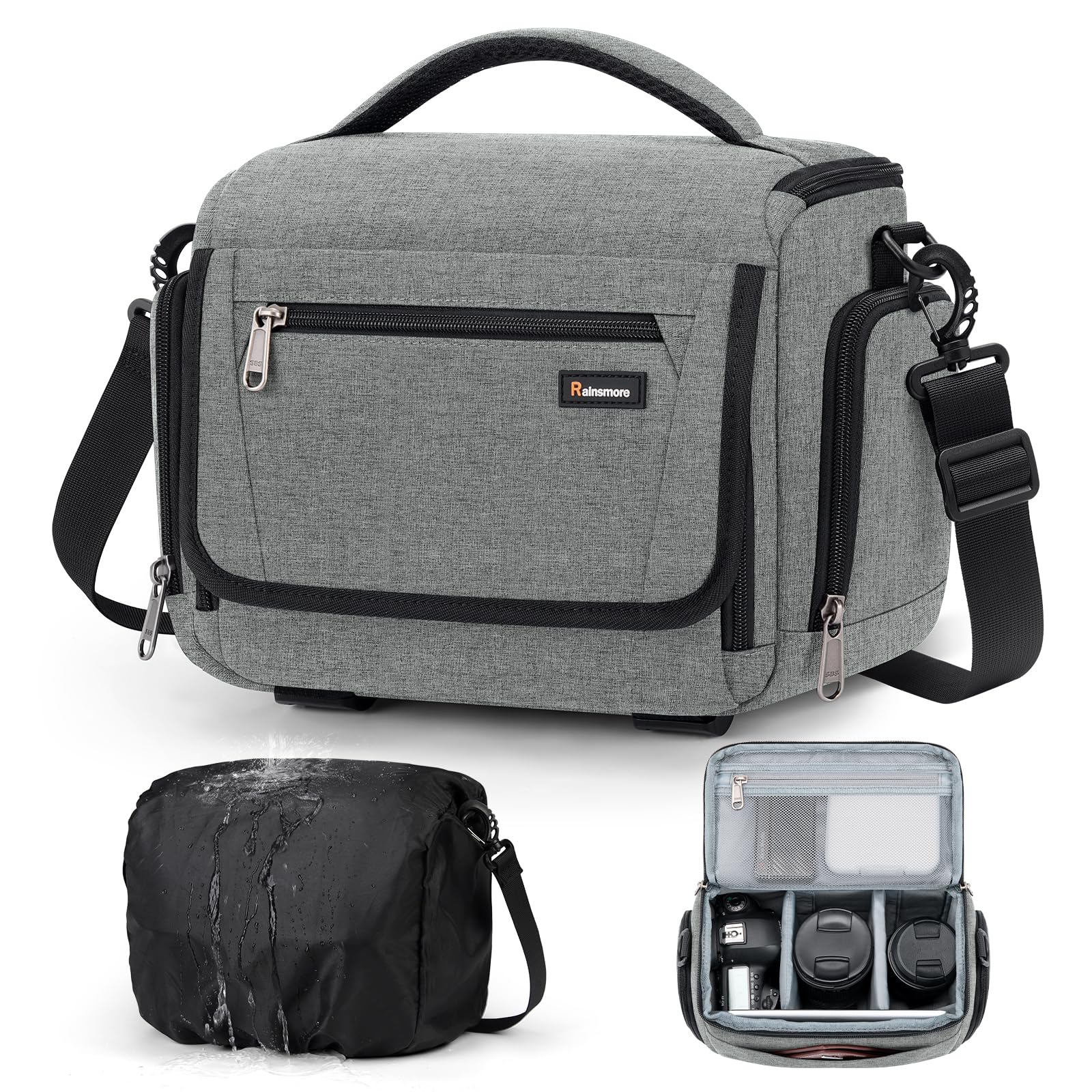 RAINSMORE Torba na aparat mała obudowa na aparat DSLR/SLR/Mirrorless, szary