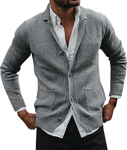 Maglione Elegante Uomo Cardigan Uomo Con Collo Sciallato