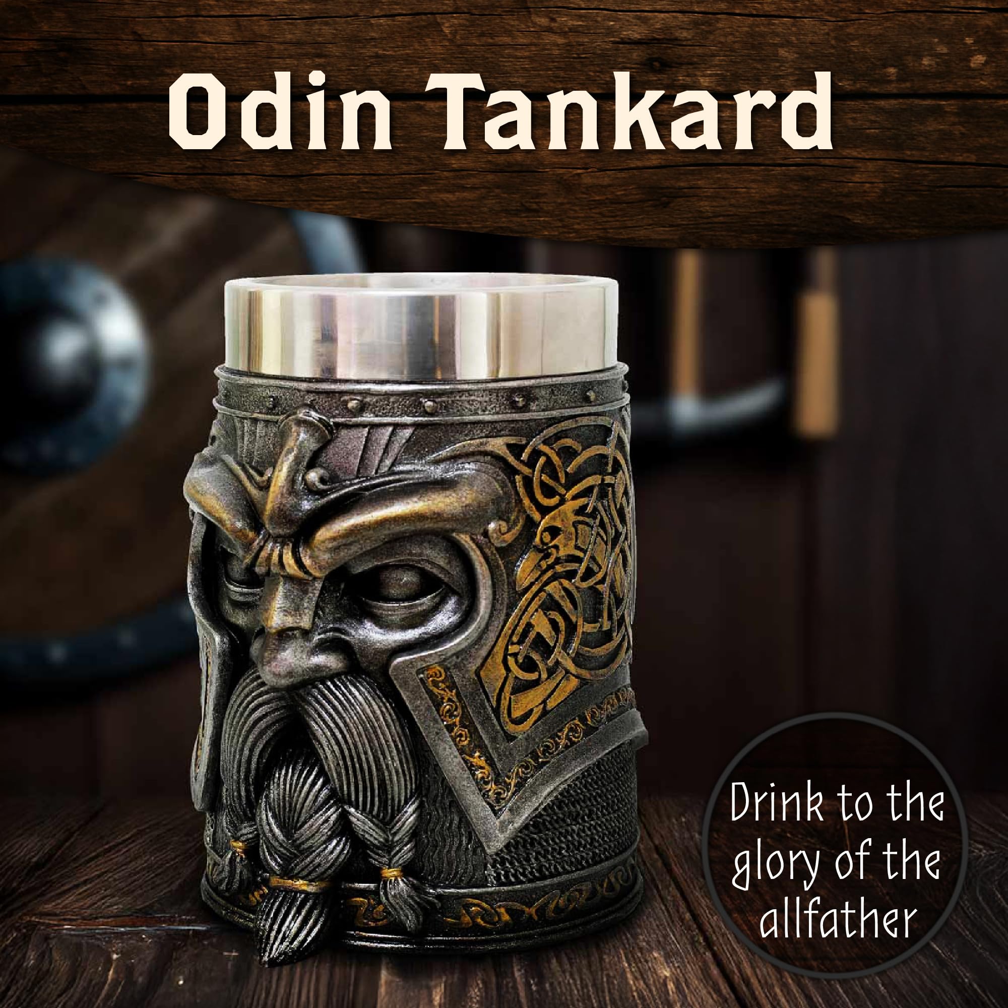 Nemesis Now Odin - Jarra estilo vikingo, diseño medieval, para hidromiel, cerveza, bebidas, entretenimiento en casa