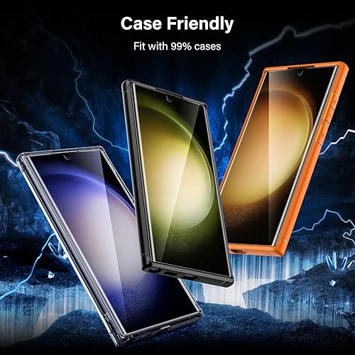 Miniatura 6 de UniqueMe Protector de pantalla para Samsung Galaxy S23 Ultra, no de vidrio cobertura completa 9D sin burbujas, antiarañazos, con lámpara, 2 unidades