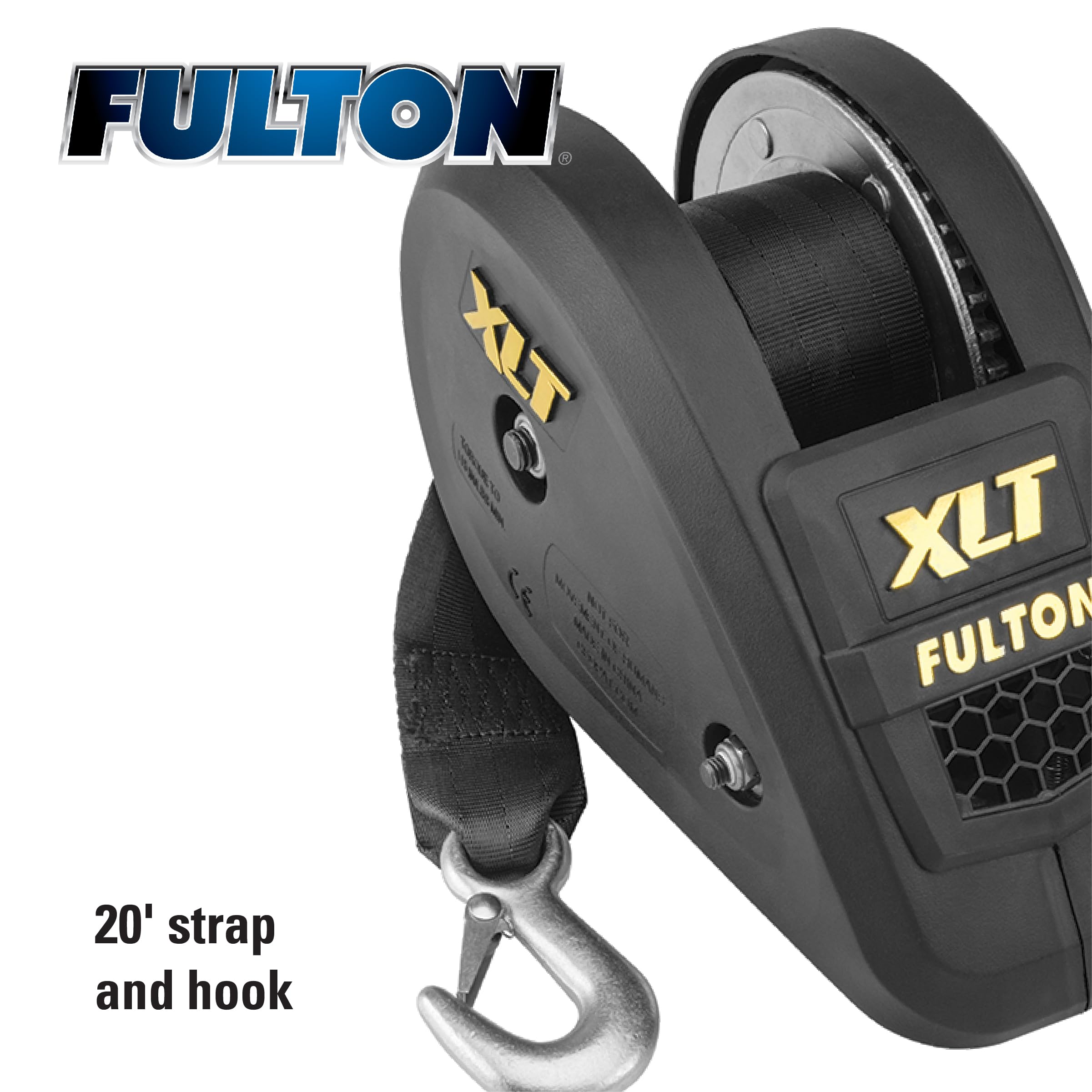 Fulton 142314 XLT Treuil à Vitesse Unique avec Sangle de 6 m et Housse - Capacité de 816,5 kg, 1 pièce, Noir