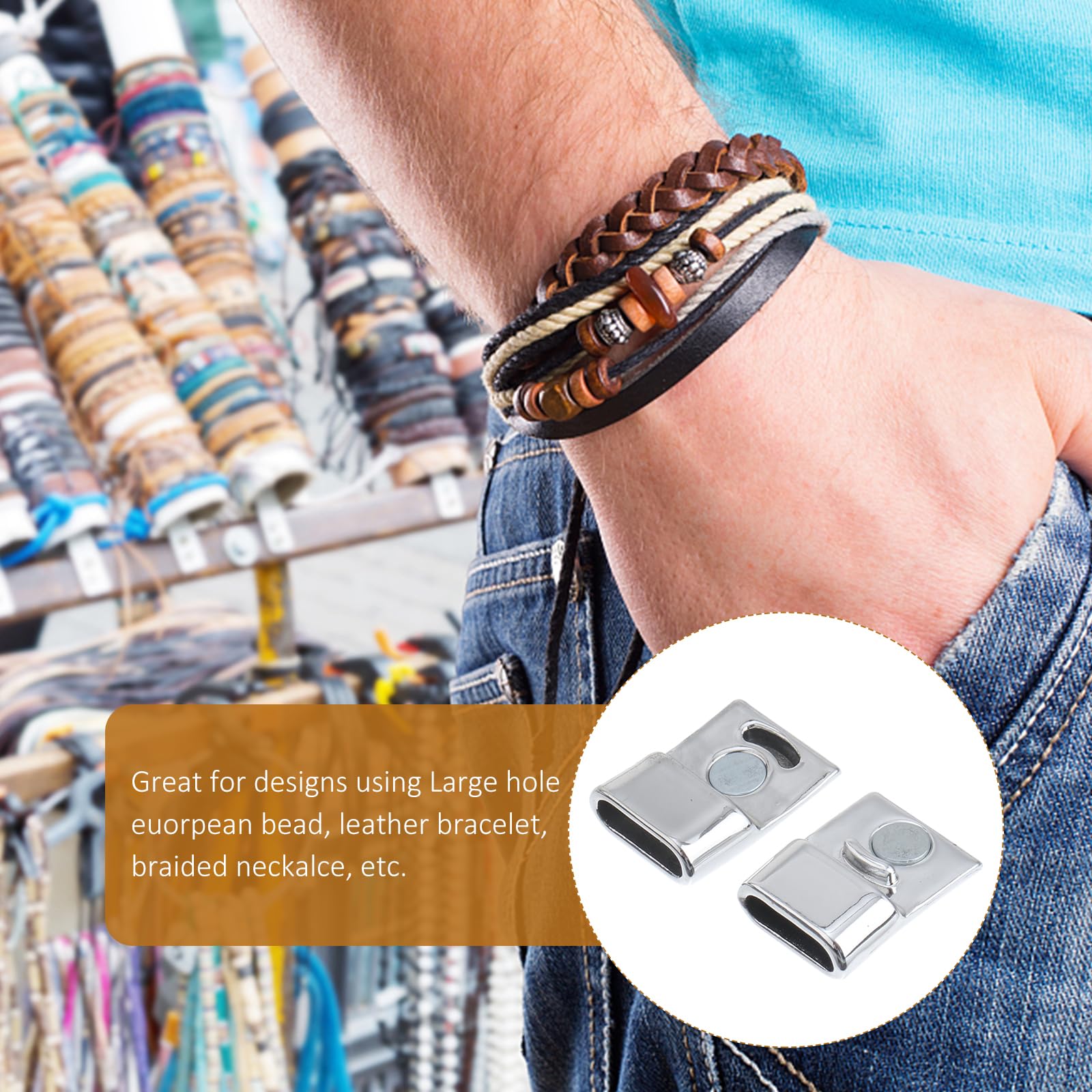 HEALLILY Magnetverschlüsse Für Lederschmuck in magnetverschlüssen magnetische endkappen schmuck schnurverschluss anschlüsse für DIY Armband Machen zubehör 20 stücke Schmuck Magnetverschlüsse