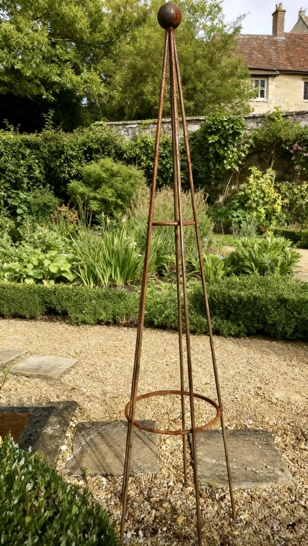 5ft Heavy-Duty Garden Obelisk – British Made 10mm Solid Steel, Fully Assembled Plant Support, Rustic Bare Metal Finish (Base 43cm) made in the uk by GAP GARDEN PRODUCTS
