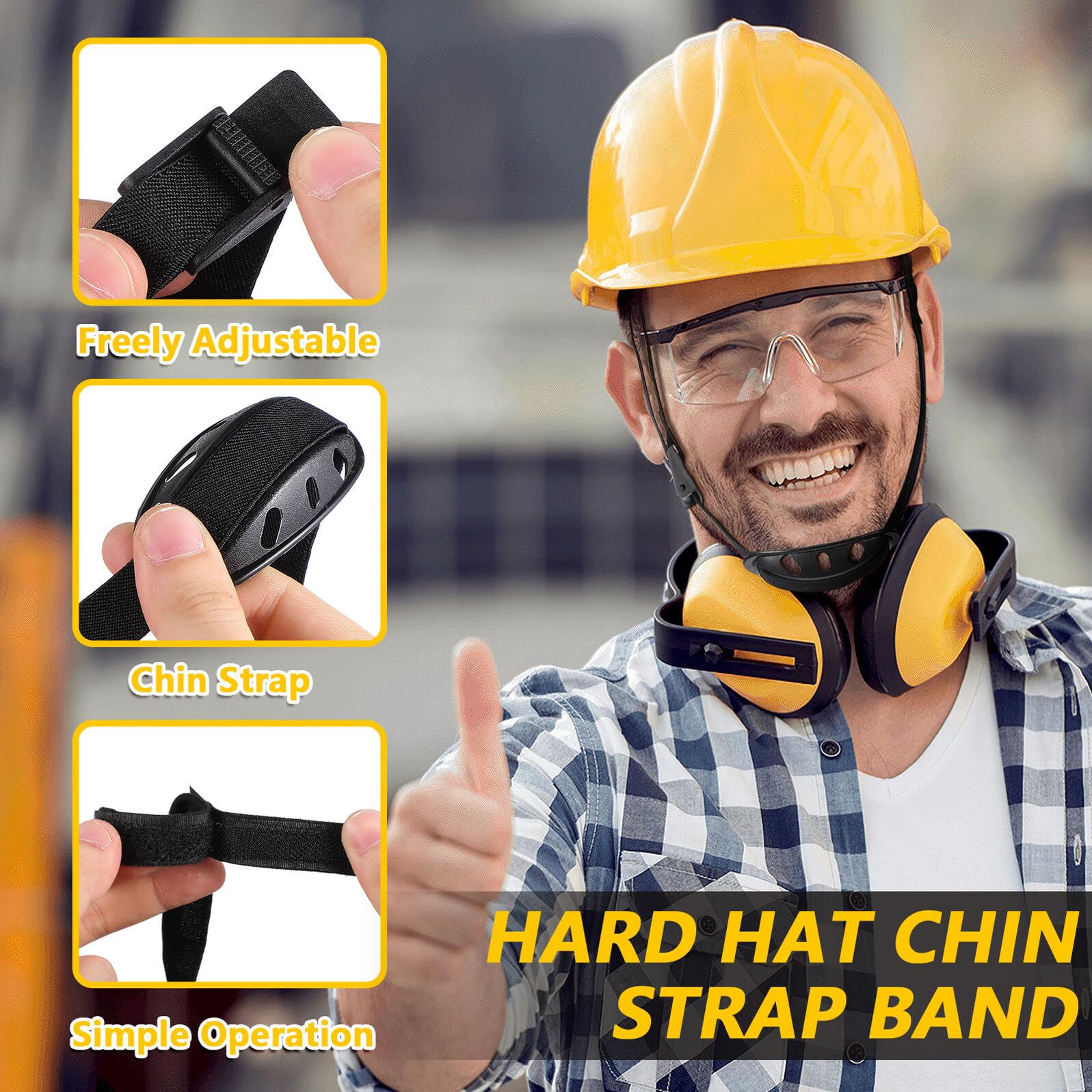 PRETYZOOM 12 Pièces Sangle Mentonnière Réglable pour Casque de Chantier Flexible et Confortable Accessoires de Protection pour Travail Sécurité
