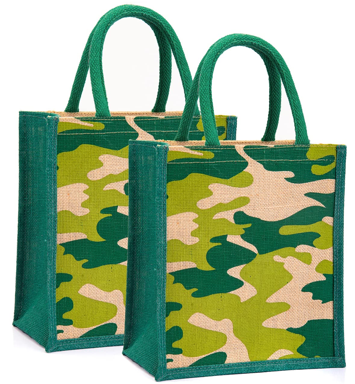 H&B Jute Bag for Lunch – Lunch Bag, Lunch Box, Tiffin Bag, Tote Bag, Hand Bag - Bag for Men, Bag for Women, Girls Bag- Camouflage Design Pattern (2 Green) (B09LH4TZ8C) Amazon Price History, Amazon Price Tracker