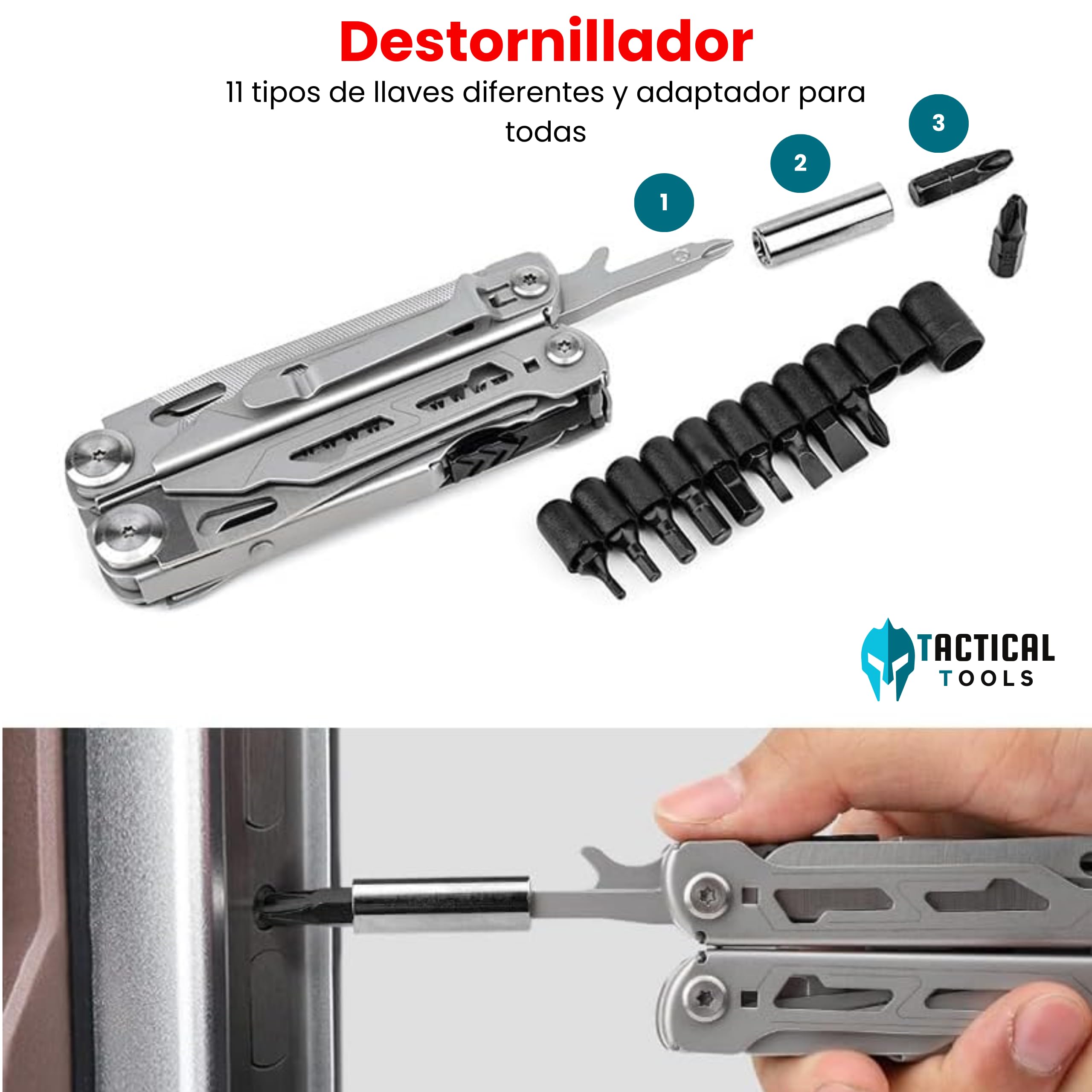 Multiherramienta – Alicates Multiusos, Navaja Multiusos, Multiherramienta 16 en 1 con Navaja de 7 cm, Destornilladores, Cortadores y Tijeras – Herramienta de Camping, Senderismo y Supervivencia