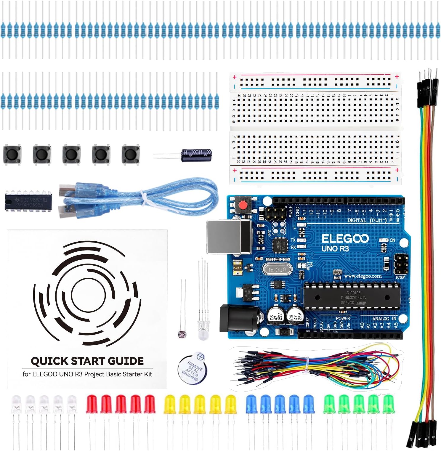 ELEGOO UNO Project Basic Starter Kit with Tutorial and UNO R3 Board Compatible with Arduino IDE for Beginner