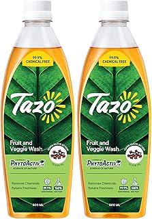 Fruit & Vegetable Wash Liquid (500ML, Pack of 2), Biodegradable, Natural & Plant Powered, Removes Dirt, Germs, Pesticides & Waxes, Free From Chlorine, Alcohol & Leaves No Aftertaste
