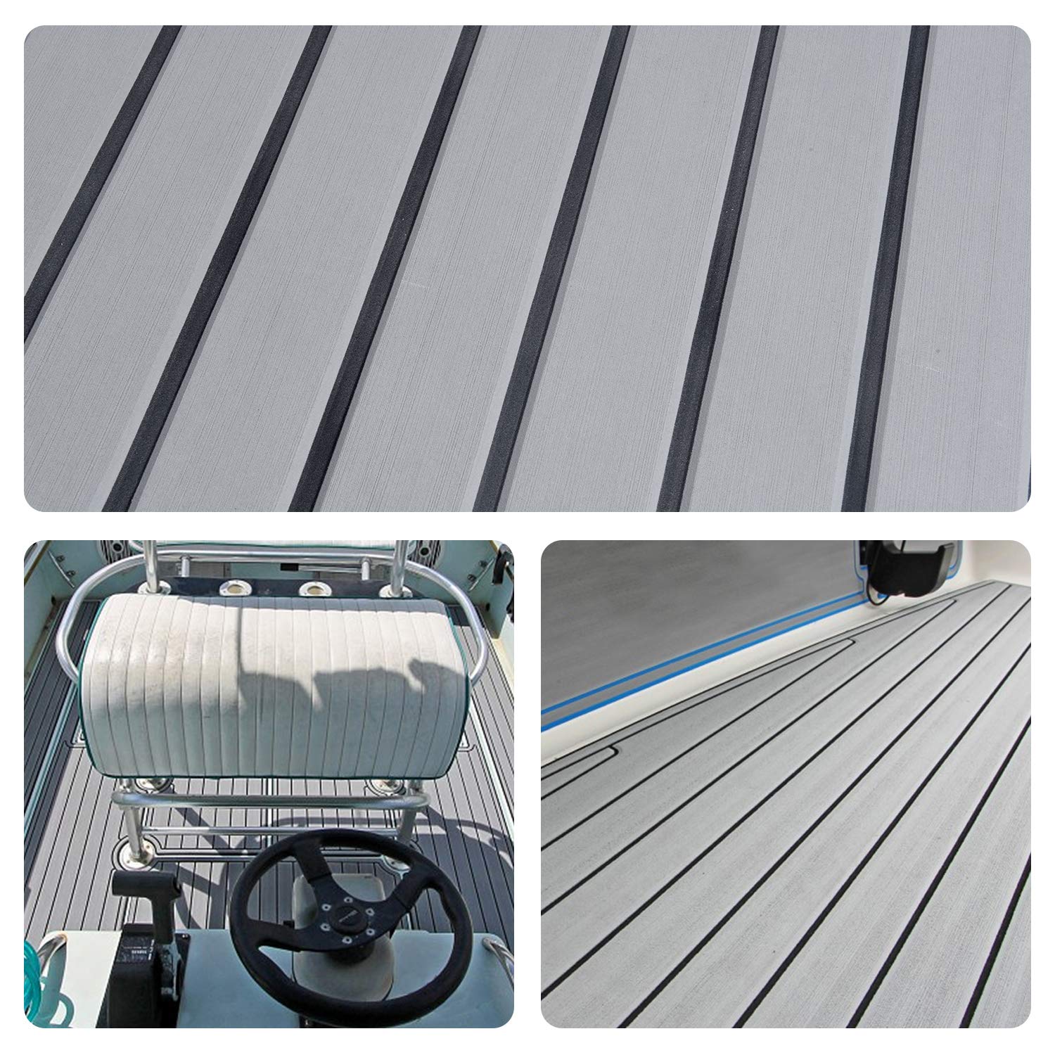 SenMore 240x90cm,Eva Tappetino Antiscivolo per Barca, Navi e Marittimi, Tappetino Antiscivolo in Teak Artificiale può Essere Utilizzato per la Decorazione di Yacht