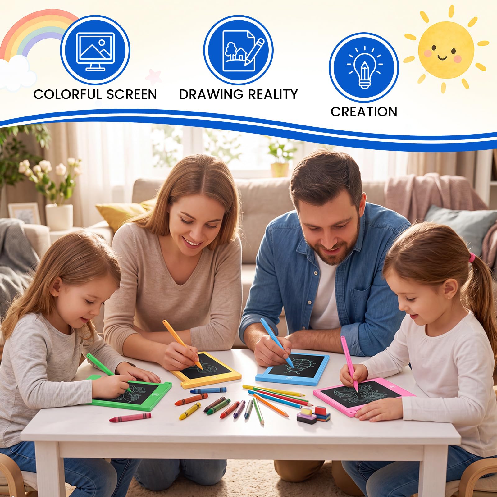Nezyo 16 mini tabletas de escritura LCD de 4.5 pulgadas para niños, tablero electrónico de garabatos, tableta de dibujo colorida, bloc de escritura borrable a granel, reutilizable, regalo de