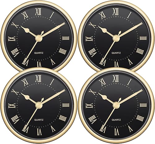 Outus Paquete de 4 relojes redondos de cuarzo de 3-12 pulgadas (3.543 in) con ajuste e inserción con borde dorado y número áraberomano (frío)