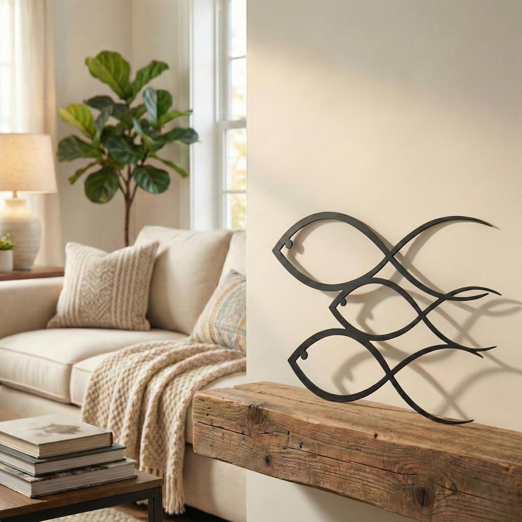 DEKADRON Famiglia di pesci Arte muraria Decorazioni da parete in metallo Decorazione dell'ufficio Decorazione del soggiorno della camera da letto