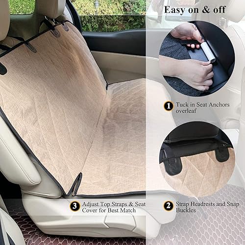 Miniatura 7 de Vivaglory - Fundas de asiento de automóvil para perro, con diseño sin falda, acolchado y duradero, 600 denier, Oxford, 4 capas protectores de coche