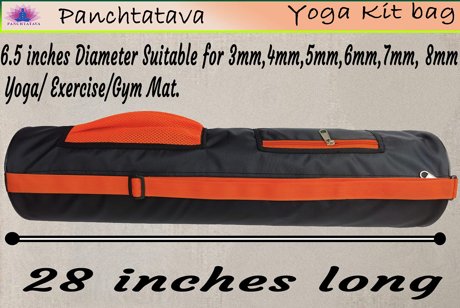 Panchtatava Oynx Waterproof | Washable | Durable Double Spacious Pocket Yoga Mat Cover/Yoga Mat Bag for Men & Women 1