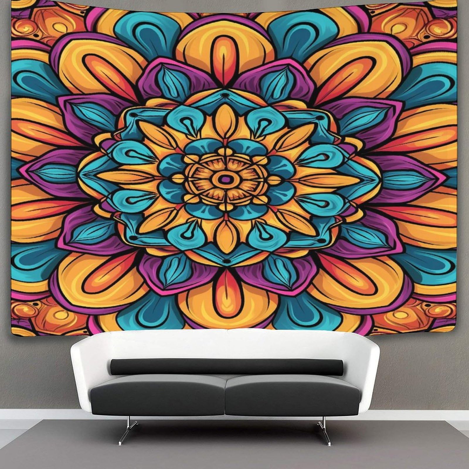 kaiyun Mandala Decor Tapestry,Datura Flowers Wall Art Tapestries Wall Hangings for Living Room Bedroom Dorm 150cmx200cm