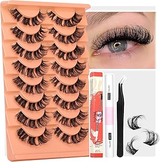 DIY Lash Extension Kit with Lash Bond and Seal, Cluster Individual Lashes Kit With Strong Lash Bond and Seal Lash Tweezers DD Curl Fluffy DIY Eyelash Extension Kit at Home