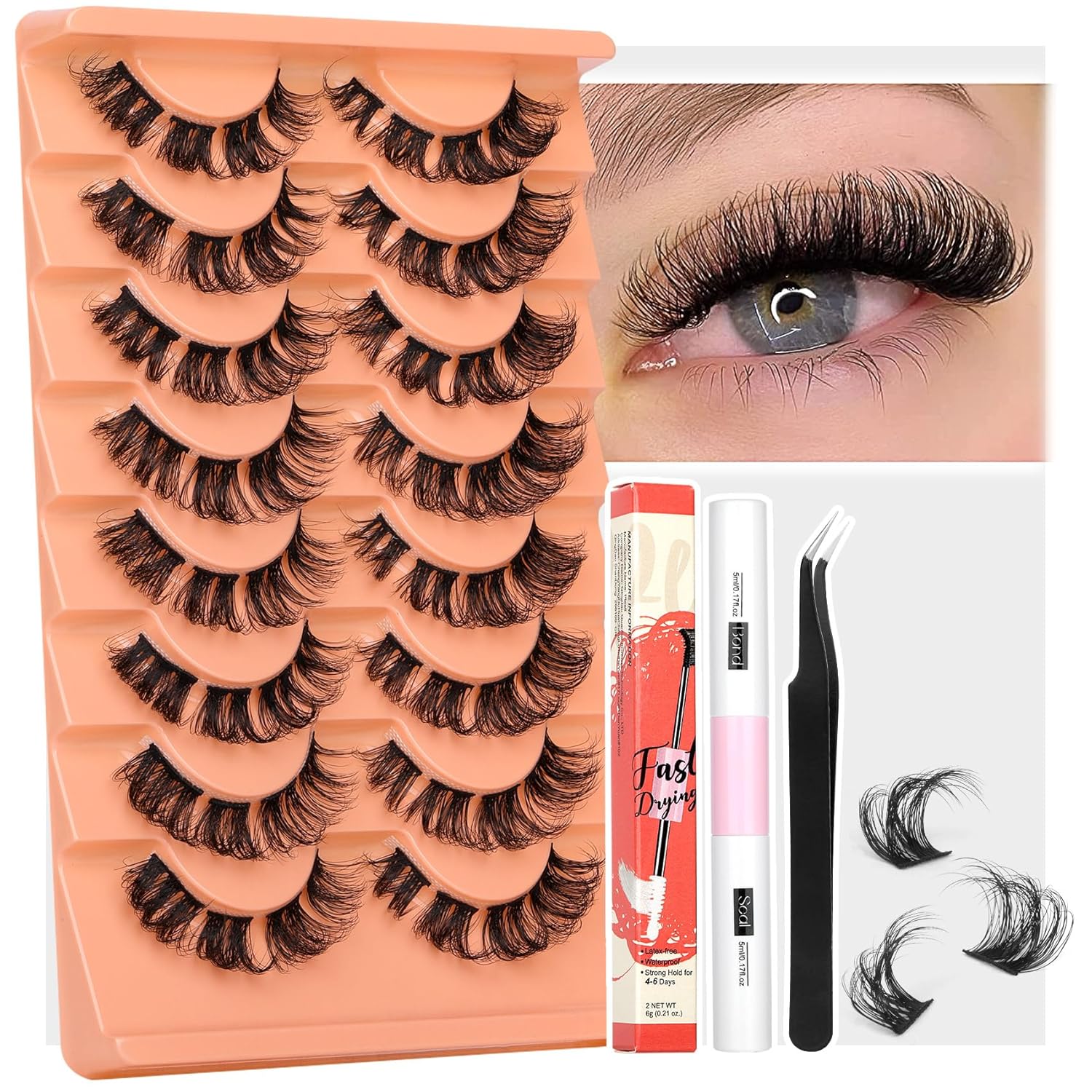DIY Lash Extension Kit with Lash Bond and Seal, Cluster