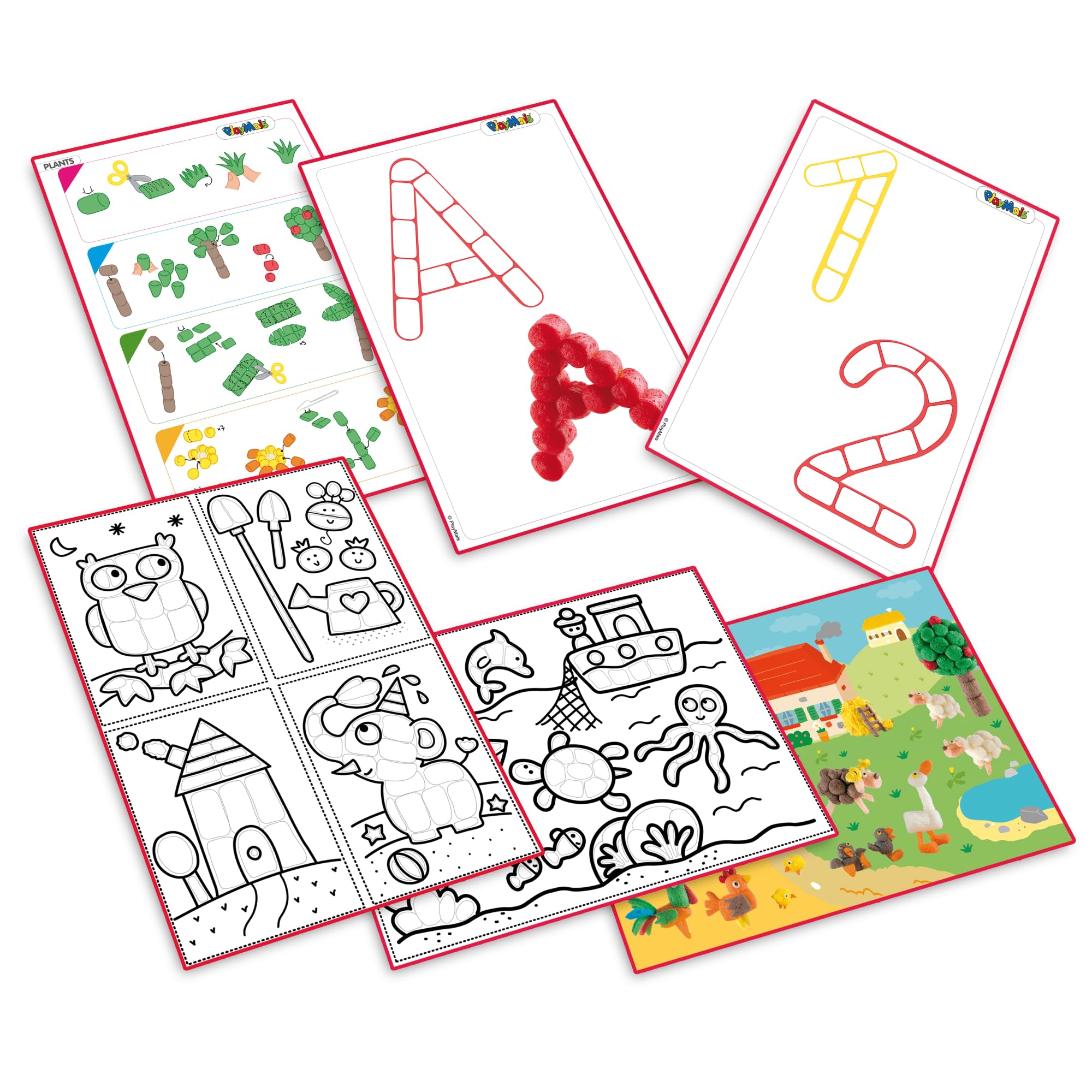 Playmais EDULINE Bastel-Set für Kinder ab 3 Jahren | Motorik-Spielzeug 50 Seiten Vorlagen zum Basteln & Lernen | Fördert Kreativität & Feinmotorik | Natürliches Spielzeug (Small)