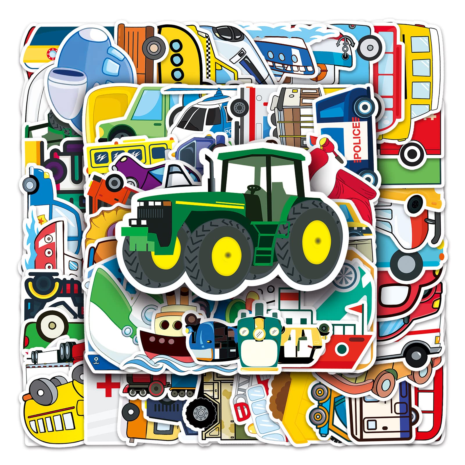 Funny Car Hard Hat Stickers, 50Pcs Hardhat Vinyl Construction Stickers Sheets for Kids Teens Adults, Water Bottle Scrapbook Phone Laptop Helmets Durable Decals