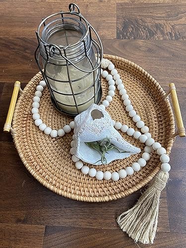 Miniatura 4 de LSKYTOP Guirnalda de cuentas de madera de 60 pulgadas, cuentas de madera con borla, cuentas de granja, cuentas rústicas de oración, cuentas bohemias