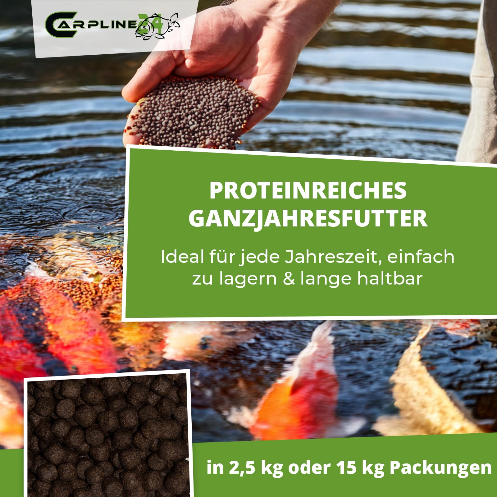 Eco Multi Koi Mix 15 kg 6 mm - Hochwertiges Koifutter mit Astaxanthin, Proteinreiches Fischfutter für Farbenprächtige Teichfische