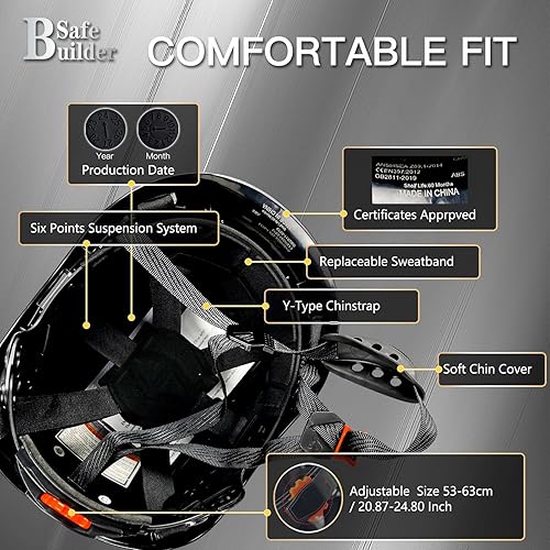 Miniatura 4 de Casco de seguridad para construcción, casco de ABS, sistema de ventilación ajustable, cascos de trabajo industrial, protección de la cabeza para