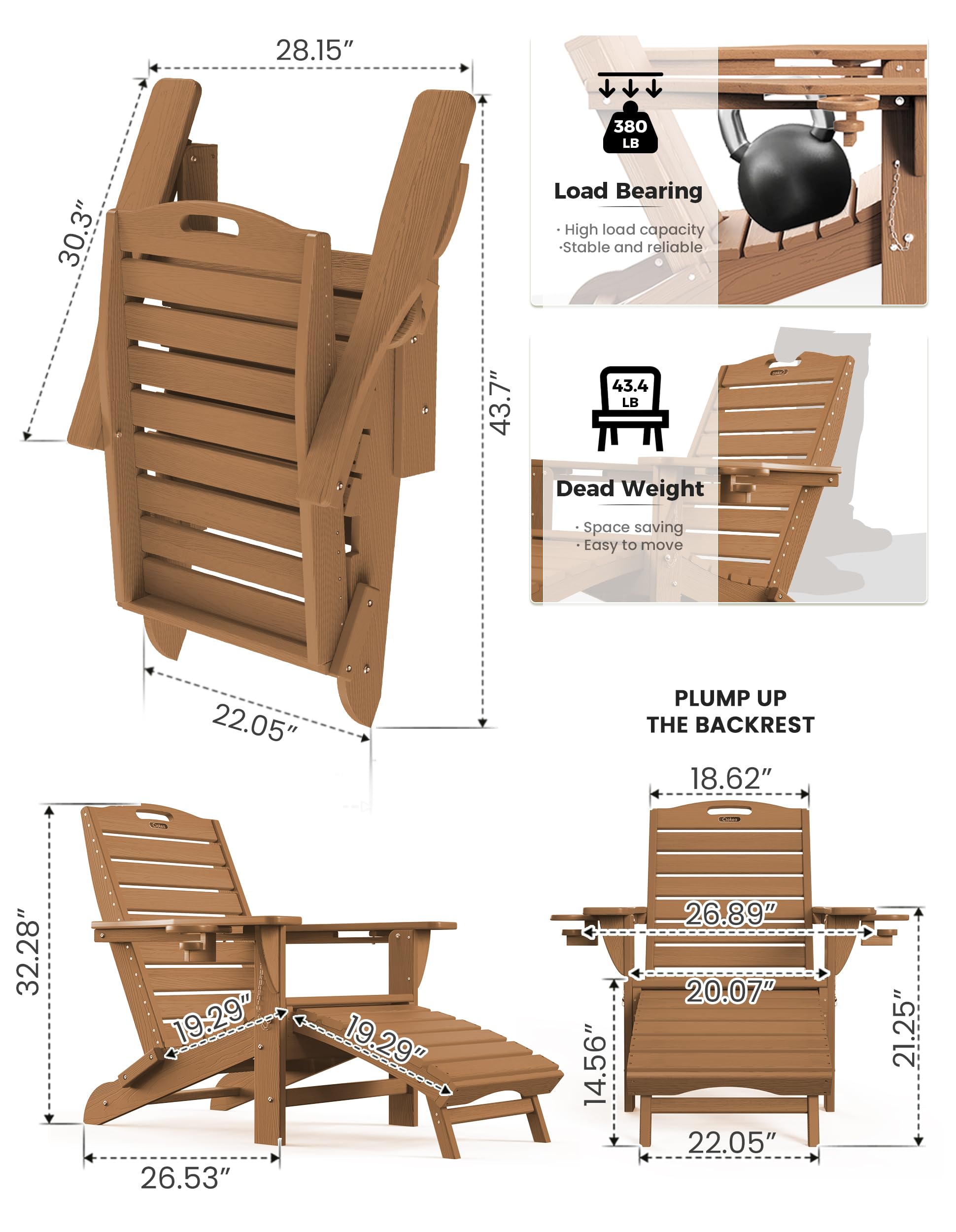Amazon.com : Ciokea Folding Adirondack Chair : Patio, Lawn & Garden