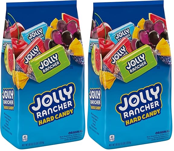 JOLLY RANCHER Assorted Fruit Flavored, Hard Candy Bulk Bag, 5 lb (360 Pieces) (Pack of 2) - Assortment - 80 Ounce (Pack of 2)