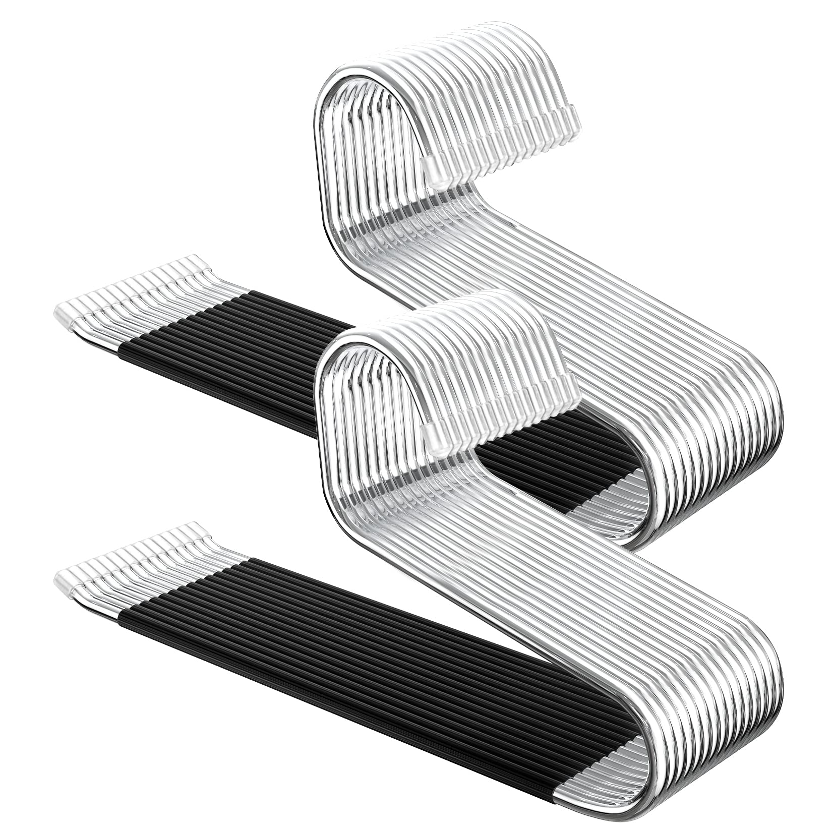 DOIOWN Pants Trousers Jeans Hangers - 30 Pack Open Ended Pants Jean Hangers Space Saving Clothes Hangers for Men Women, Thick Stainless Steel Multi Purpose Non-Slip Hangers for Pants, Towels, Scarf