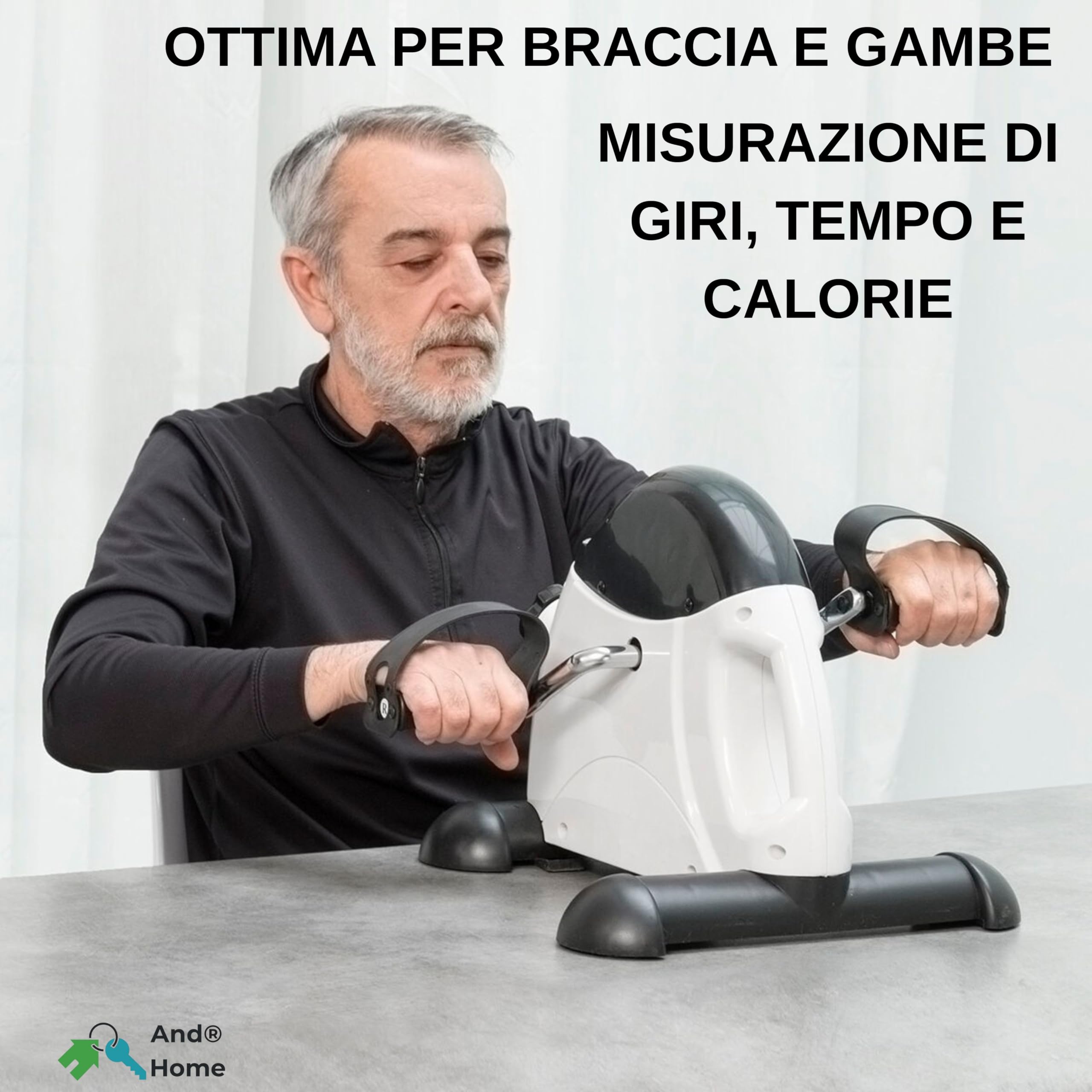Pedaliera Riabilitazione Braccia/Gambe con Display LCD, Resistenza Regolabile, Mini Cyclette da Scrivania, Pedaliera Per Anziani, Base Stabile Antiscivolo, Pedali XL Antiscivolo, Grigio