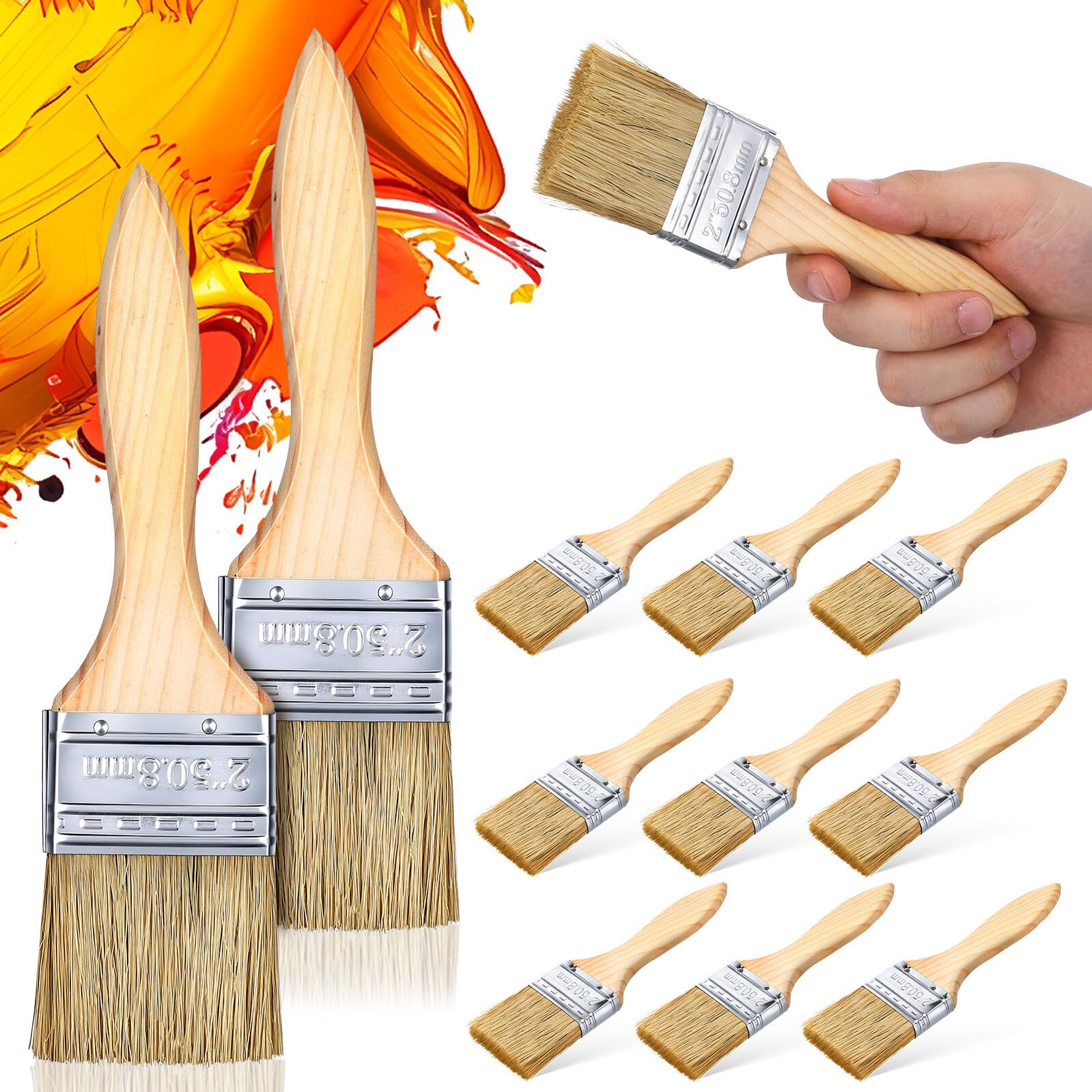Lackpinsel 30 Stück mit Dickem Holzgriff 12mm 45mm Flachpinsel für Holzöl Beizen und Klebstoffe Pinsel für Selbstgemacht und Holzterrassenanstrich