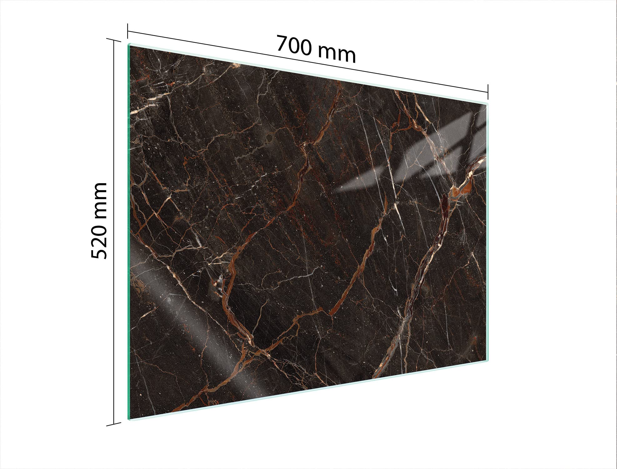 Placa protectora de vitrocerámica 70 x 52 cm 1 pieza cocina eléctrica universal para inducción protección contra salpicaduras tabla de cortar de vidrio templado como decoración, MÁRMOL